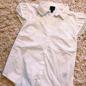 Worthington White Lace Detailed Button-Up Shirt